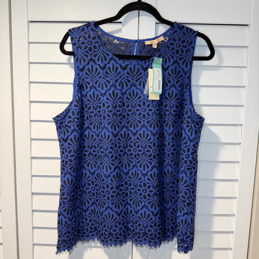 Sleeveless Lace Tunic Top for Work Casual Dressy Wear Skies Are Blue XL New